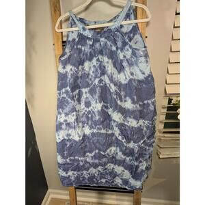 Bellambra Blue Tie-Dye Boho Linen Sleeveless Dress Medium